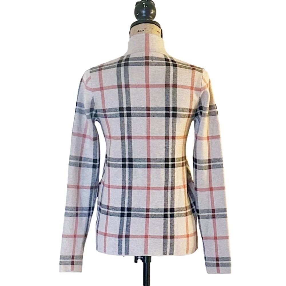 Joie Cream Plaid Button-Front Sweater Jacket with Black and Dusty Pink Accents - Picture 3 of 5